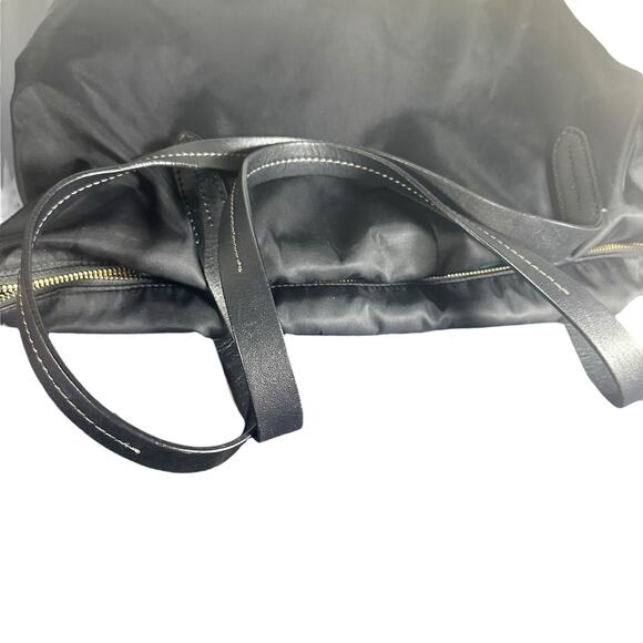 Cole Haan Black Nylon Tote Bag Leather Trim Zip Top Shoulder Bag Travel Purse - Picture 8 of 10